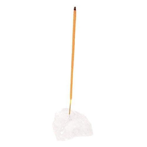 Natural Clear Quartz Incense Holder, 4.5 cm cubed, showcasing unique crystal variance and designed for stress-relieving incense use.