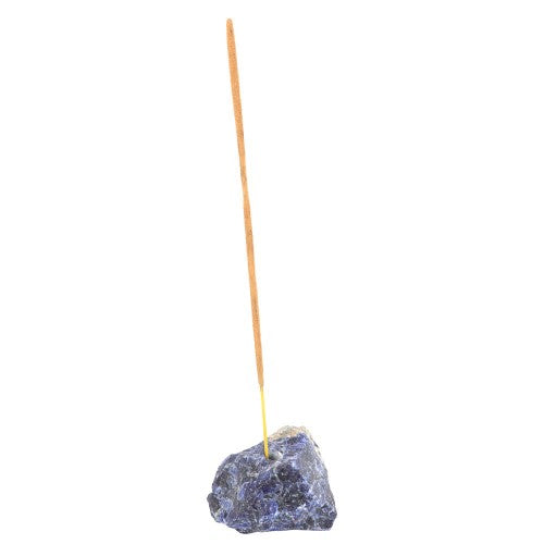 Natural Sodalite Incense Holder, 4.5 cm tall, featuring unique blue patterns, promotes calmness and enhances meditation.