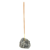 Natural Labradorite Incense Holder showcasing unique green-grey hues, ideal for relaxation and meditation with incense sticks.