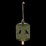 Set of 3 green ceramic and pinwood wind chimes, 11 x 11 x 24cm, creating soothing melodies for outdoor tranquility.