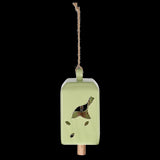 Set of 3 green ceramic wind chimes, 11 x 11 x 24cm, creating soothing melodies for outdoor tranquility.