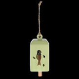 Set of 3 green ceramic wind chimes, each 11x11x24cm, creating soothing melodies in your outdoor space.