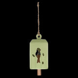 Elegant green wind chime set of 3, crafted from ceramic and pinwood, creating soothing melodies for outdoor relaxation.