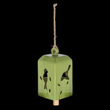 Set of 3 green wind chimes crafted from ceramic and pinwood, creating soothing melodies for outdoor tranquility.