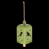 Set of 3 green ceramic wind chimes, 11 x 11 x 24cm, creating soothing melodies for outdoor relaxation.