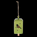 Assorted green wind chime set, 11x11x24cm, made of ceramic and pinwood, creating soothing melodies in outdoor spaces.