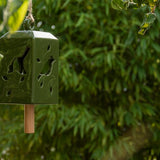 Elegant green wind chime set of 3; ceramic and pinwood, 11x11x24cm, perfect for adding tranquility to your outdoor space.