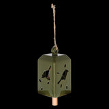 Set of 3 green wind chimes made of ceramic and pinwood, creating soothing melodies in outdoor spaces.