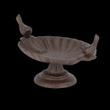 Bird bath on foot with two decorative birds, measuring 23 x 14 x 13cm, perfect for attracting and nourishing garden birds.