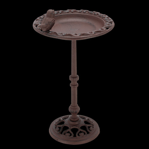 Elegant 39cm bird bath on pole with a split bowl for water and feed, enhanced stability, perfect for gardens and bird watching.