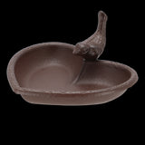 Heart-shaped cast iron bird feeder and bath set, 17cm, perfect for attracting and nurturing garden birds.