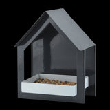 Stylish wall-mounted bird feeder in anthracite and white, designed for easy access and weather protection for birds.