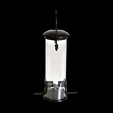 Sleek black bird feeder (22cm) designed to attract garden birds while keeping seeds dry and accessible.