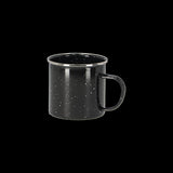 Stylish enamel mug with a vintage design, perfect for camping and outdoor adventures, measuring 13x10x9cm.