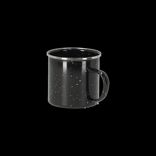 Stylish enamel mug with vintage charm, durable porcelain, perfect for outdoor adventures and cozy drinks.