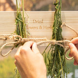 Dried flower and herb drying rack ropes set of 4, made from jute rope for natural decor, easily secures blooms with elastic bands.