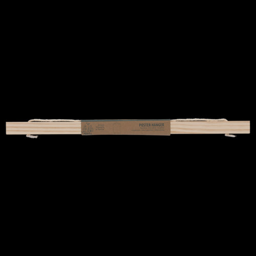 Magnetic poster hangers (41cm) in FSC wood, featuring strong magnets and adjustable cord for stylish display of artwork.
