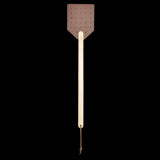 Set of 4 leather fly swatters with 51cm wooden handles for effective pest control in homes and outdoor settings.