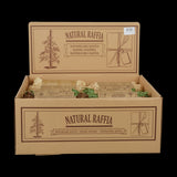 Assorted Raffia ropes in natural, green, and brown, ideal for crafting, gardening, and eco-friendly packaging. 36 pieces.