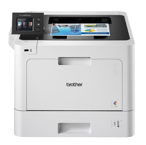 Brother HLL8360CDW color laser printer with touchscreen, 33 ppm speed, automatic duplex printing, and wireless connectivity.