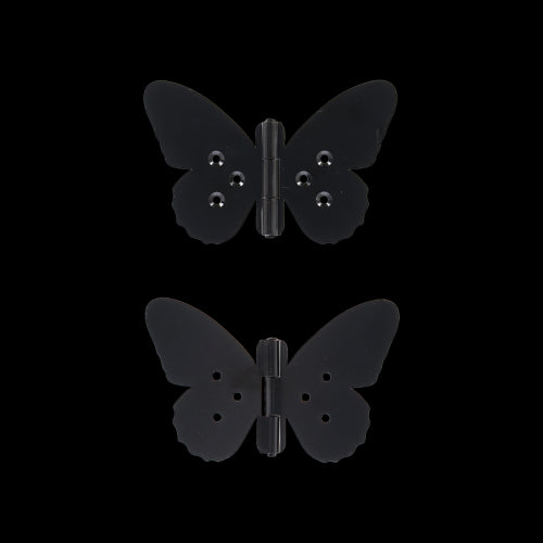 Butterfly-shaped iron hinges in assorted designs, measuring 12 x 8cm, perfect for adding elegance to doors and cabinets.