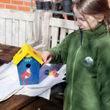 DIY wooden birdhouse kit with paint, designed for small birds, featuring easy access for maintenance and vibrant customization options.