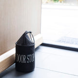 Set of 4 black/grey doorstop bags with large rings, 28cm each, stylishly preventing door slams and protecting surfaces.