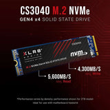 1TB PNY XLR8 CS3040 NVMe SSD, M.2 2280 form factor, with 5600 MB/s read and 4300 MB/s write speeds for high-performance storage.