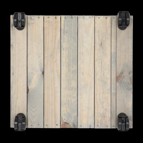 Wood Planter On Wheels - Small (39 x 39 x 24cm)