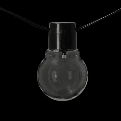 Black table clamp with solar lights, adjustable for tables up to 97mm thick, perfect for outdoor gatherings and ambiance.