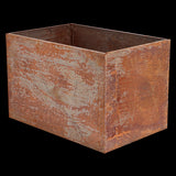 Rust-colored Corten Steel Rectangle S Planter (60 x 40 x 40cm) ideal for flowers and herbs, adds stylish charm to outdoor spaces.