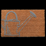 Coir doormat set featuring whimsical watering can design, eco-friendly and durable, perfect for stylish entryways.