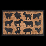 Charming set of 6 rubber/coir doormats with farm animal designs, ideal for cleaning footwear at entrances.