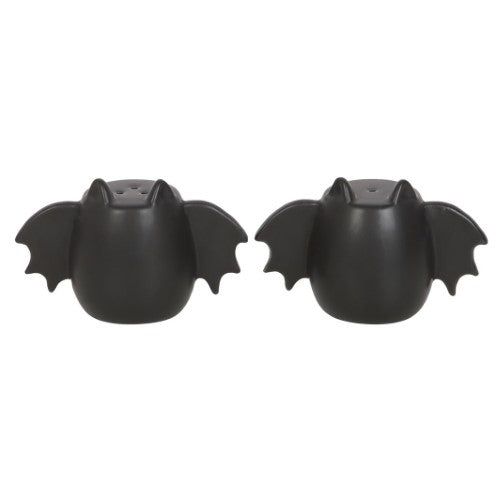 Whimsical bat wing salt and pepper shakers, adding gothic flair to dining with a unique design for every occasion.
