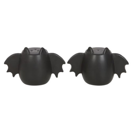 Whimsical bat wing salt and pepper shakers, adding gothic flair to dining with a unique design for every occasion.