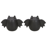 Whimsical bat wing salt and pepper shakers, adding playful gothic charm to any dining experience.