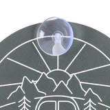 Cheerful campervan window sign with "Let the adventure begin" text, perfect for inspiring wanderlust and outdoor decor.