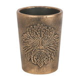 Green Man Bronze Terracotta Plant Pot by Lisa Parker, featuring a detailed Green Man design in an antiqued bronze finish.