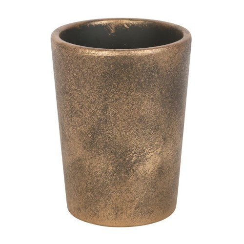 Green Man Bronze Terracotta Plant Pot by Lisa Parker, featuring intricate nature design in antiqued bronze finish, ideal for plants.