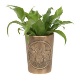 Moon Shadows Bronze Terracotta Plant Pot featuring three hares, designed by Lisa Parker, ideal for indoor or outdoor decor.