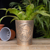 Moon Gazing Hare bronze terracotta plant pot by Lisa Parker, featuring intricate artwork and a mystical design for indoor gardening.