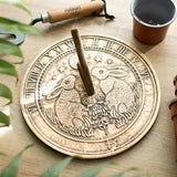 Moon Gazing Hare Terracotta Sundial by Lisa Parker, featuring an elegant design with rustic finish, perfect for garden decor.