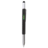 5-in-1 multitool ballpoint pen with screwdriver, spirit level, stylus, and ruler; perfect for DIY enthusiasts and handy gifts.
