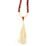 Self Confidence Mala Necklace featuring rosewood and Yellow Jasper beads, symbolizing mindfulness and empowerment.