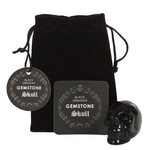 Handcrafted Black Obsidian Crystal Skull, 4x5x2 cm, a protective decor piece for energy and style, perfect as a gift or talisman.