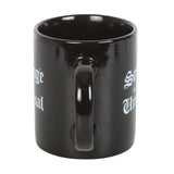 Strange and Unusual Mug featuring gothic lettering, perfect for hot beverages and showcasing a quirky personality.
