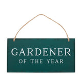 Hanging sign that reads "I'm in the Garden Please Bring Gin," perfect for adding humor to your outdoor space.