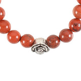 Rose Red Jasper Beaded Bracelet with vibrant red beads and stainless steel rose charm, combining elegance with protective energy.