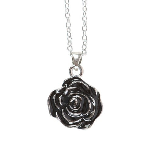 Stainless steel rose pendant necklace from Smartfox NZ, showcasing intricate design and gothic elegance for any outfit.