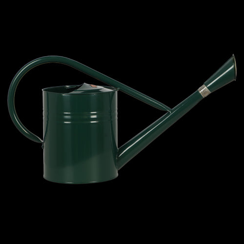 Outdoor green watering can (7.5L) with a long spout, detachable head, and ergonomic handle for precise plant hydration.